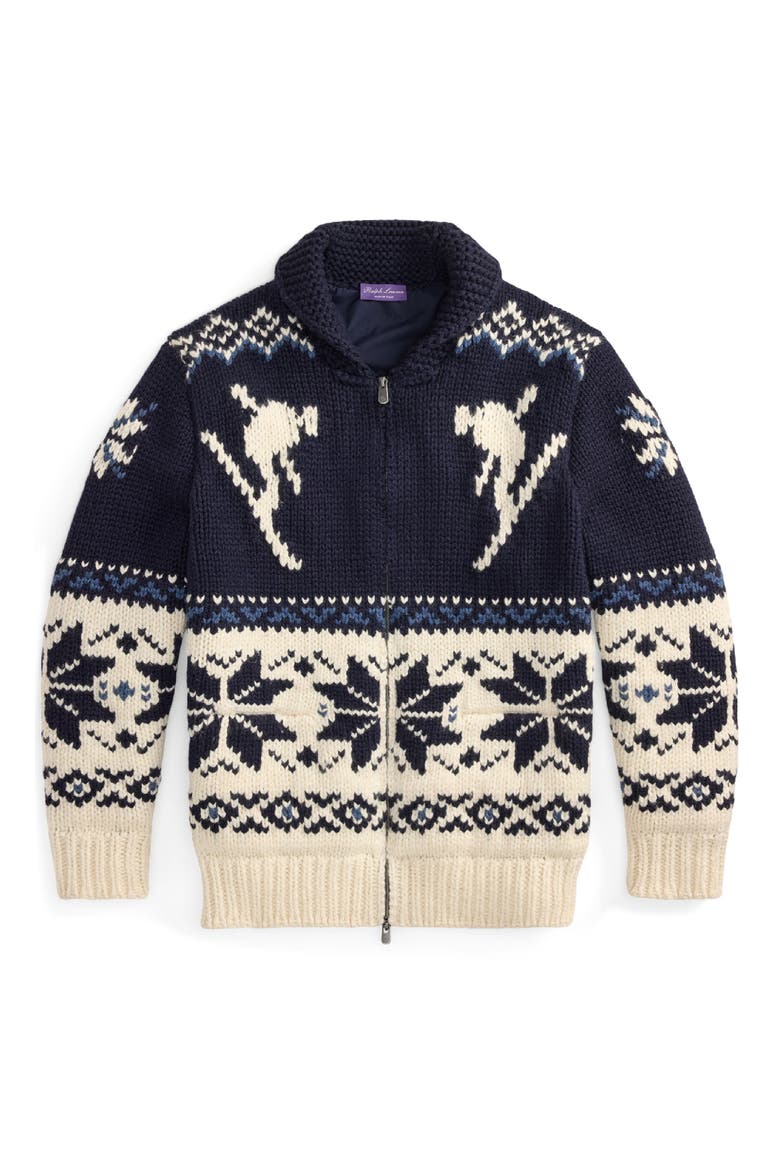 Broomball Fair Isle Wool & Cashmere Zip Cardigan, Alternate, color, CLASSIC CHAIRMAN NAVY/ CREAM