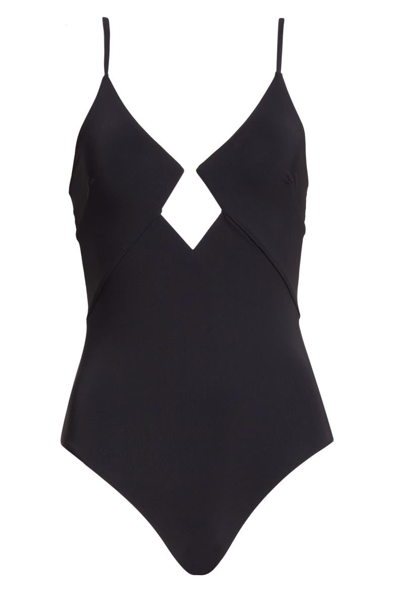 Roselight Diamond Wire One-Piece Swimsuit, Alternate, color, BLACK