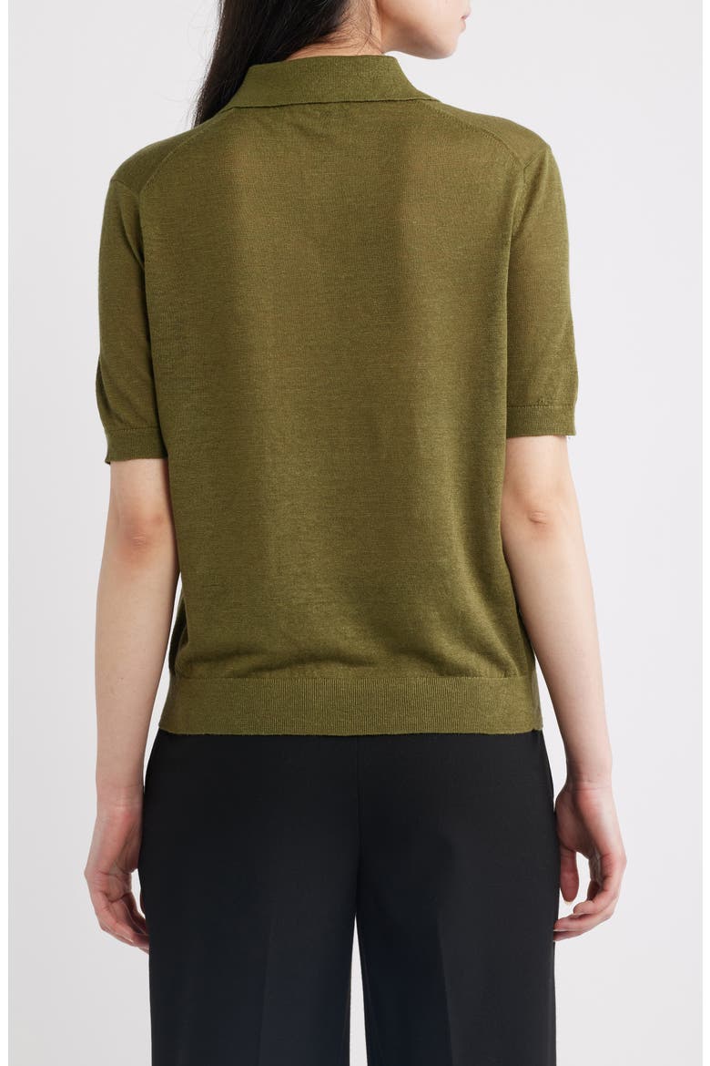 Semisheer Linen Blend Polo, Alternate, color, FOREST MOSS