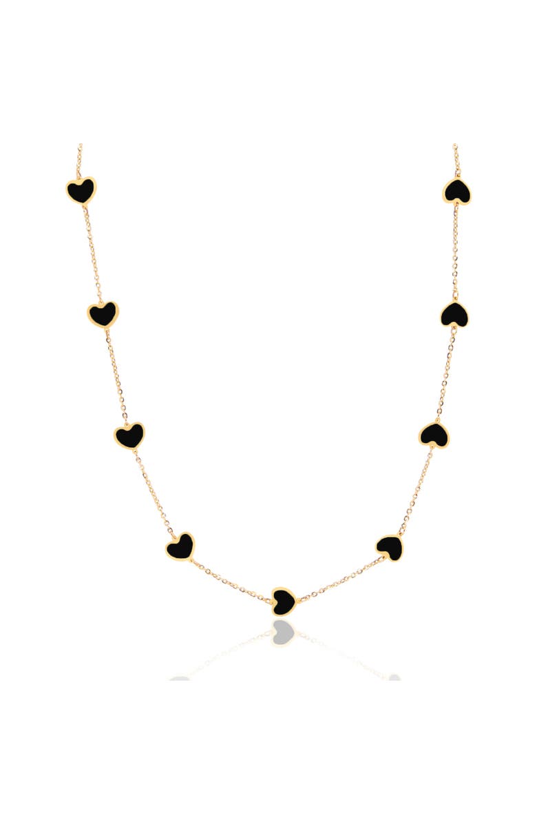 The Lovery Fine Jewelry Onyx Heart Station Necklace, Main, color, Onyx