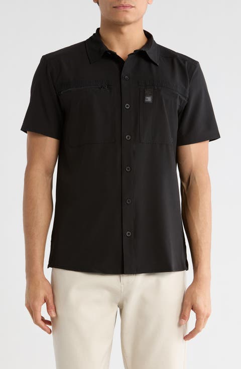 Water Resistant Technical Short Sleeve Button-Up Shirt
