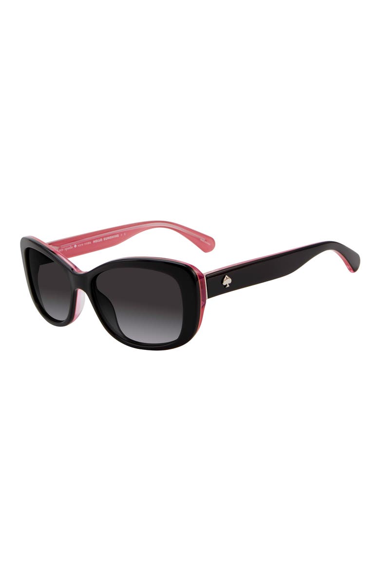 claretta 53mm polarized rectangle sunglasses, Alternate, color, BLACK PINK
