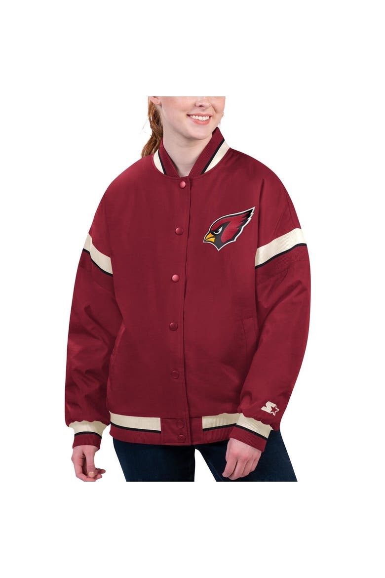 Women's Starter Cardinal Arizona Cardinals Tournament Full-Snap Varsity Jacket, Main, color, Cardinal
