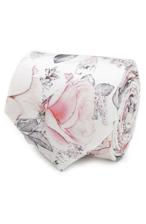 Painted Floral Silk Tie