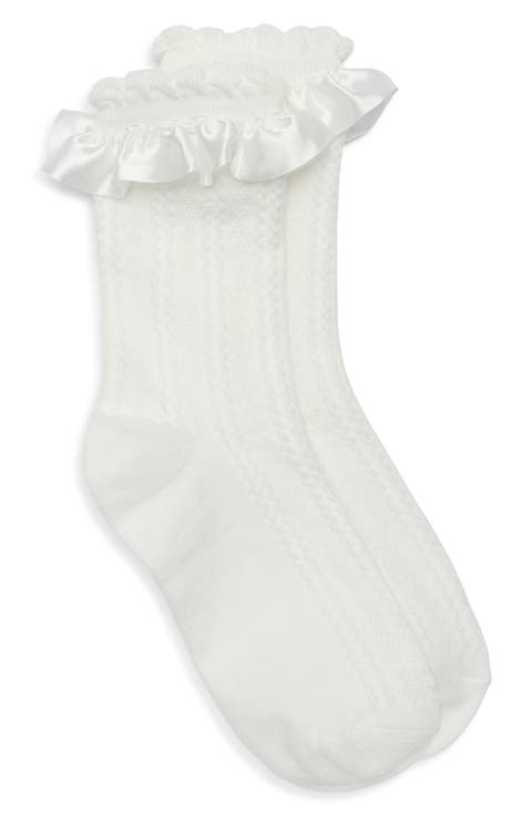 Chelsea Ruffle Cotton Blend Pointelle Crew Socks