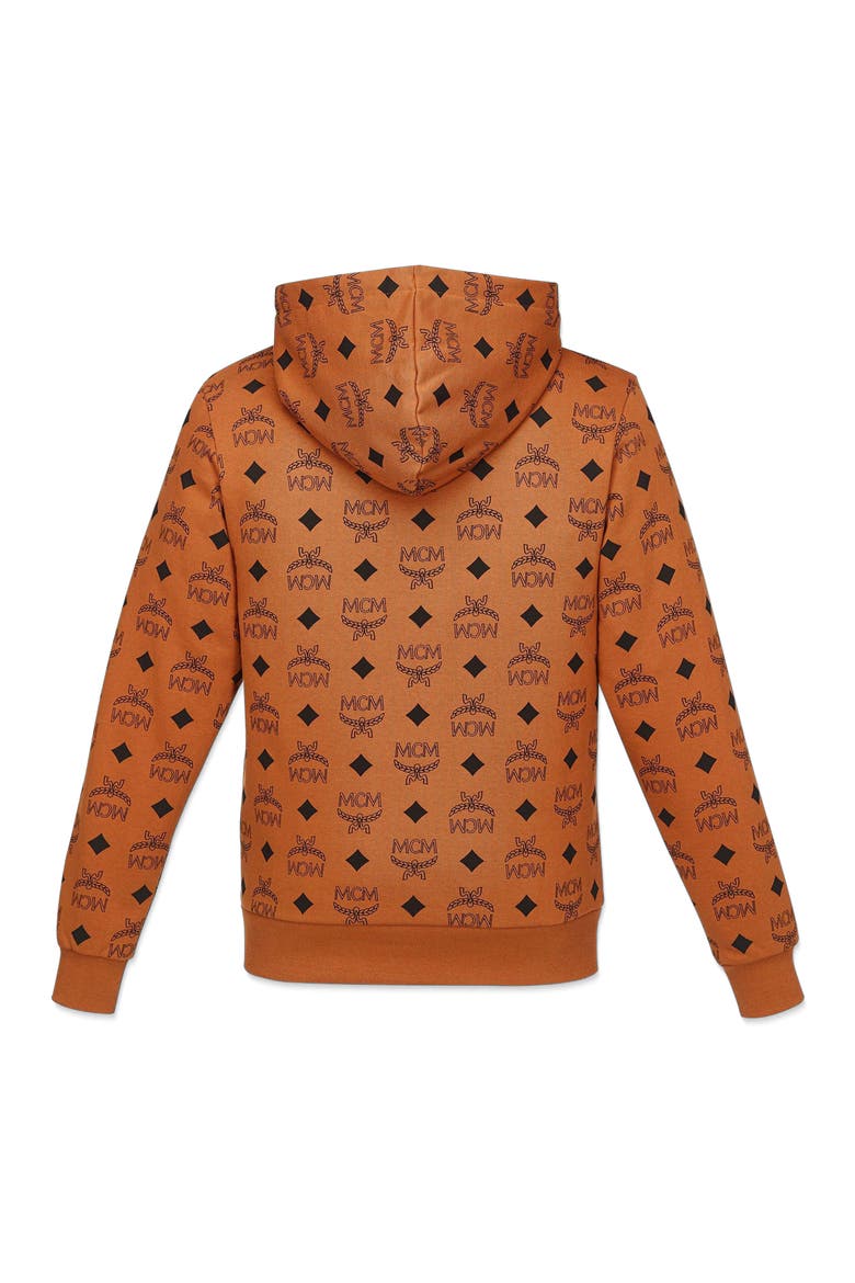 Maxi Monogram Print Hoodie in Organic Cotton, Alternate, color, Cognac