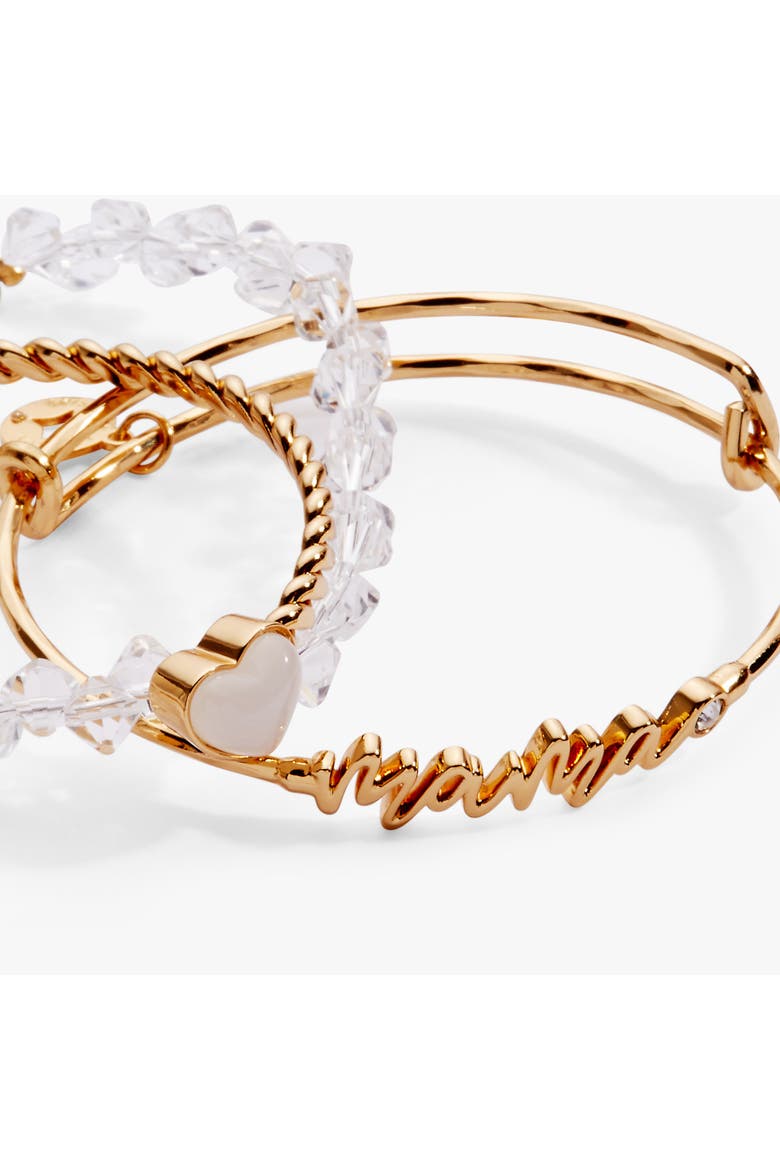 'Mama' Silver Beaded Bangle Set of 3, Alternate, color, Gold