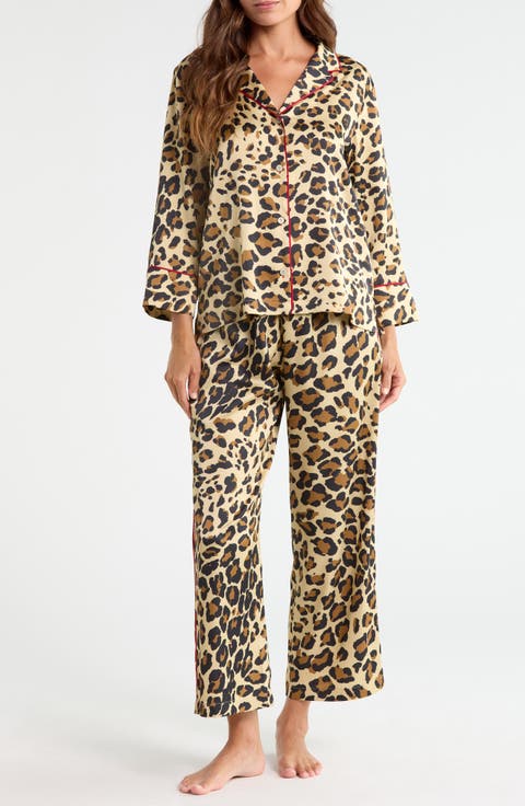Jaguar Printed Stretch Satin Pajamas