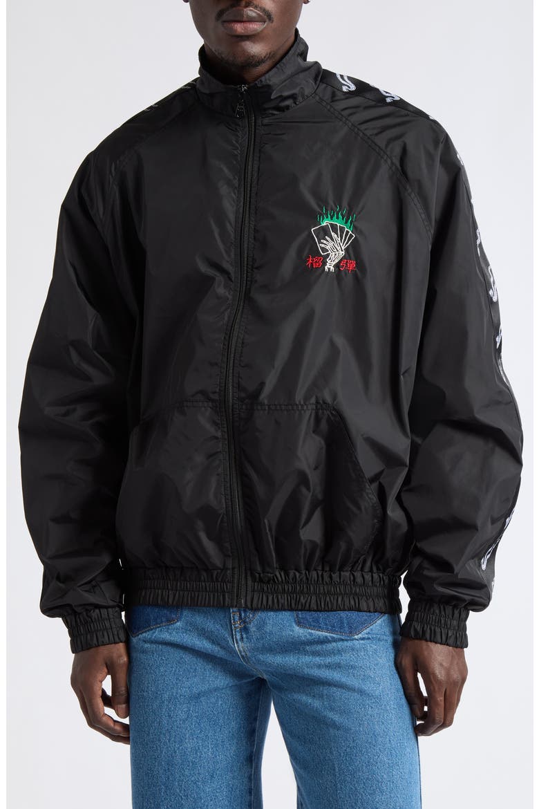 Blacklisted Side Tape Windbreaker, Main, color, BLACK