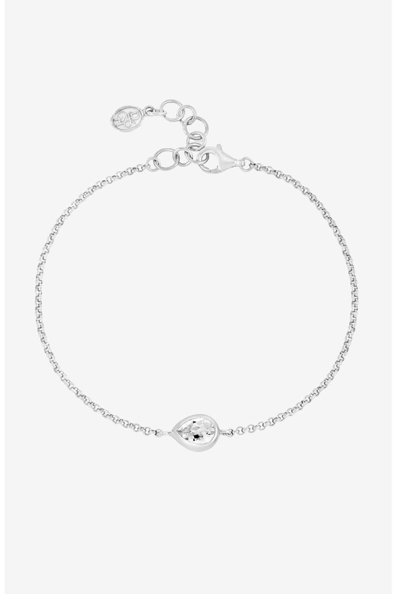 White Topaz Pear Chain Bracelet, Main, color, Sterling Silver