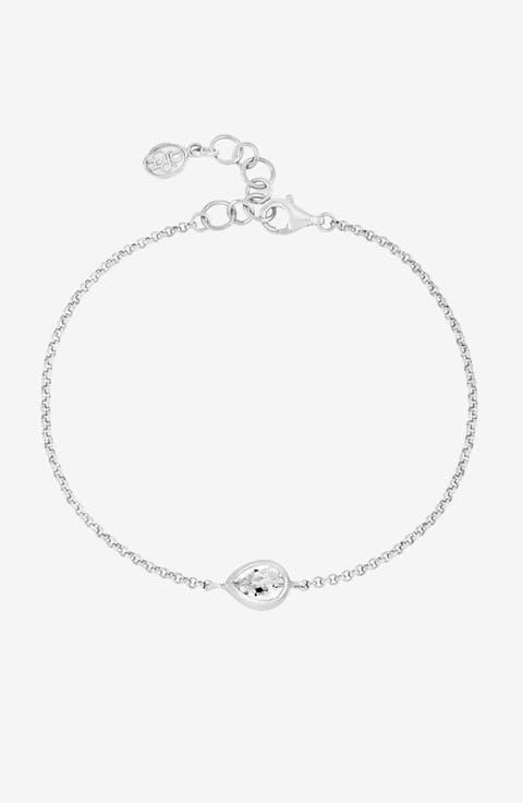White Topaz Pear Chain Bracelet