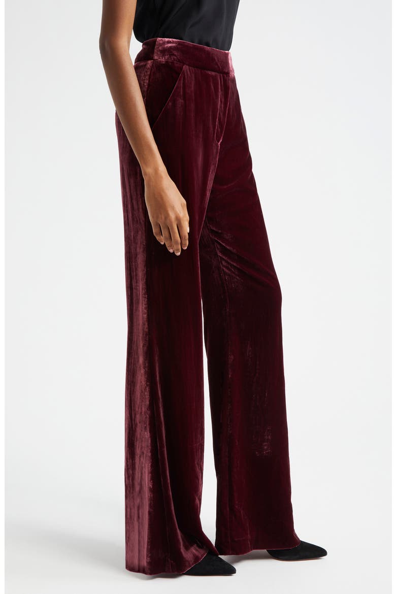 Lebone Velvet Wide Leg Pants, Alternate, color, WINE