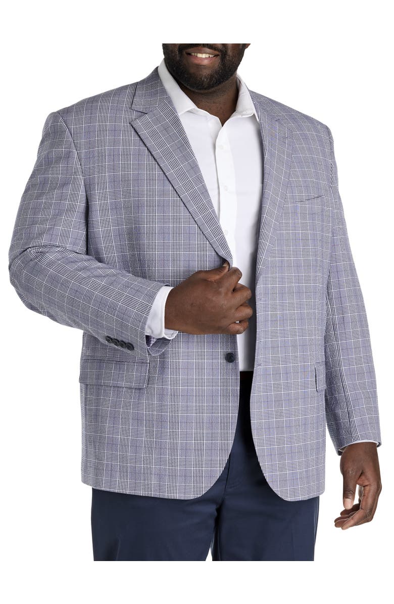 Oak Hill by DXL Big & Tall Seersucker Plaid Sport Coat, Main, color, Navy