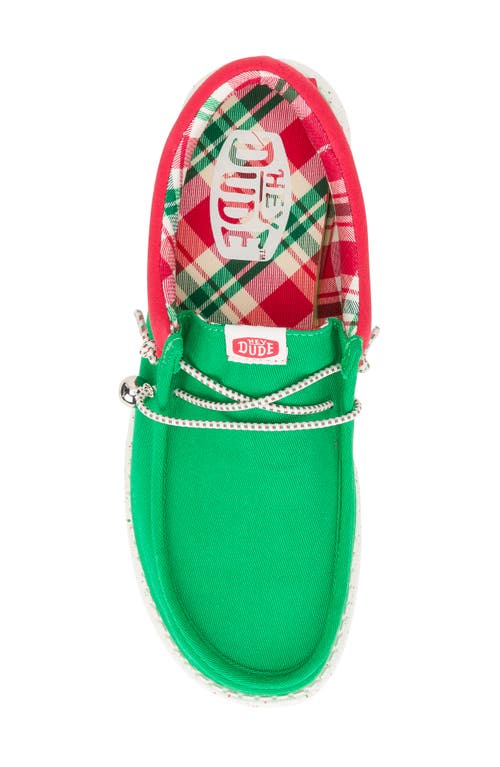 Hey Dude Wally Holiday Moc Toe Slip-on Shoe In Green