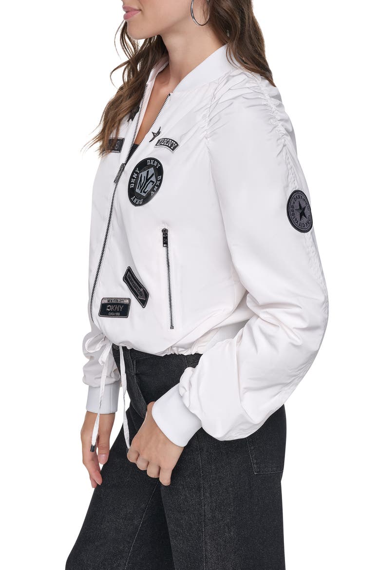 Ruched Pins & Patches Bomber Jacket, Alternate, color, IVORY