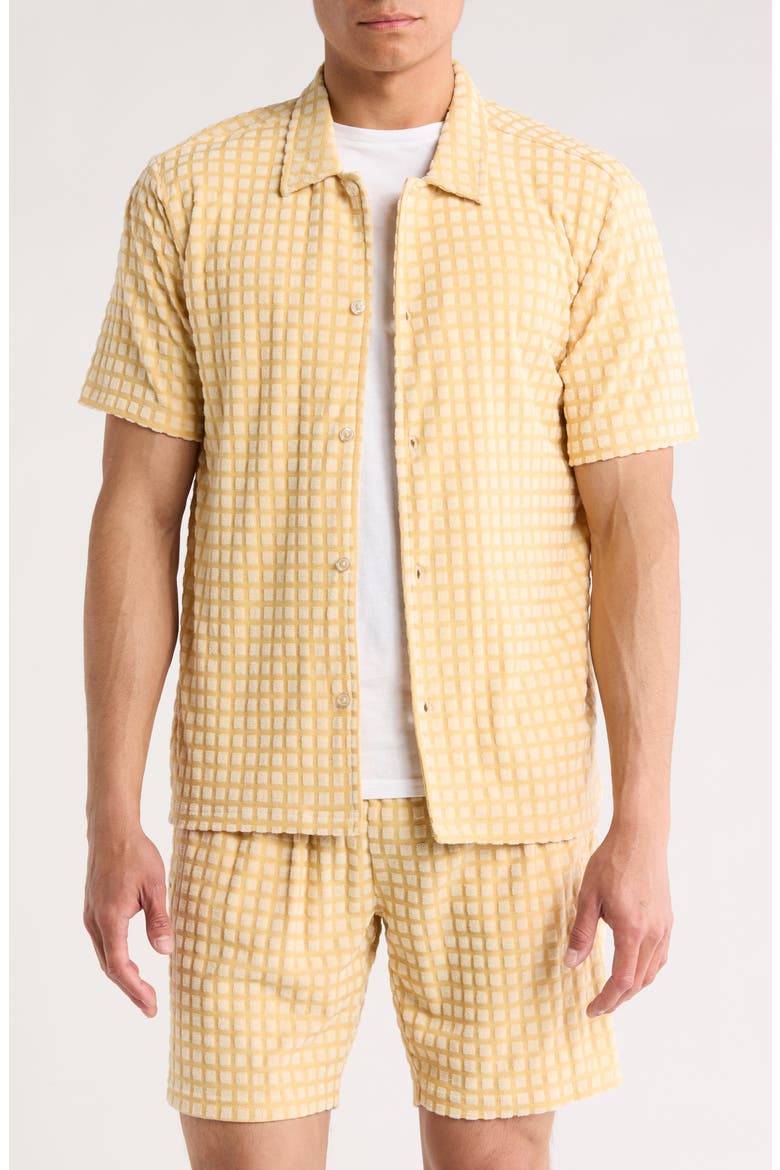 Box Cube Jacquard Short Sleeve Button-Down Shirt (Men) | Nordstromrack
