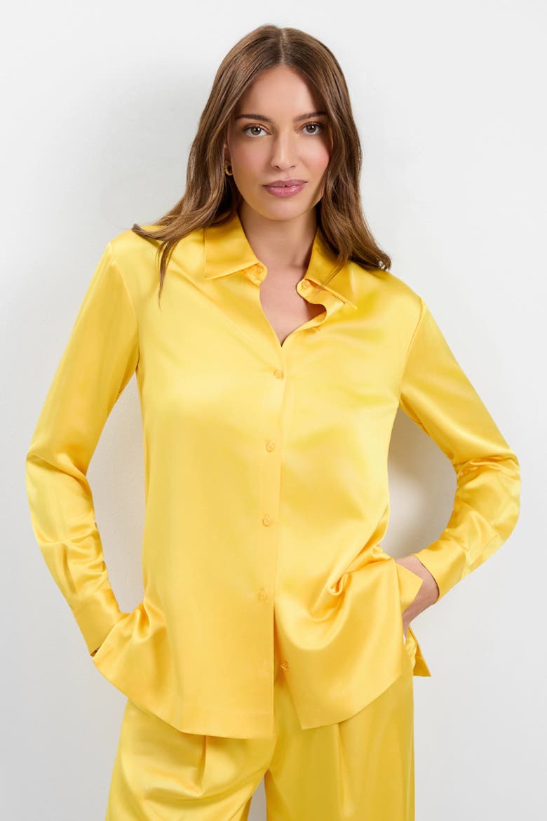 Bristlecone Satin Shirt, Alternate, color, Lambretta Lemon