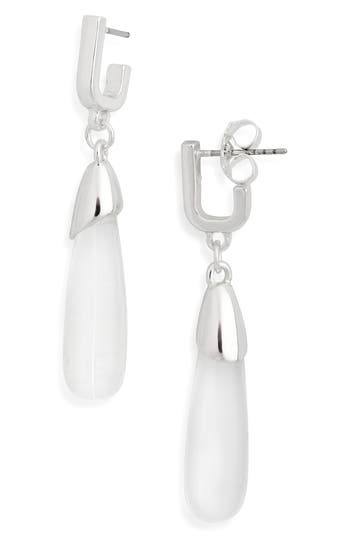 Nordstrom Rack Teardrop Stone J-hoop Earrings In Clear- Silver