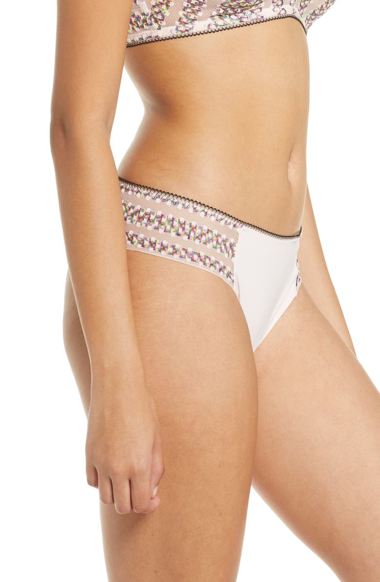 Calvin Klein Stripe Lace Thong, Alternate, color, 
