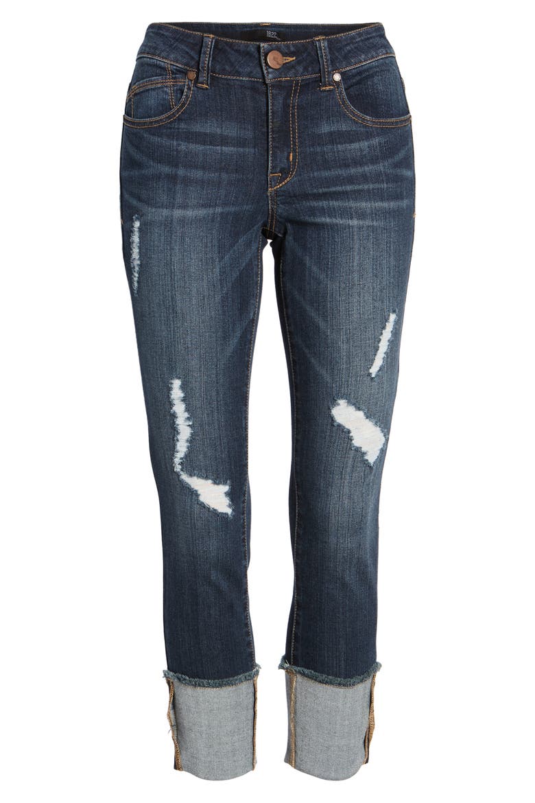 Distressed Roll Cuff Jeans, Alternate, color, HAZEL