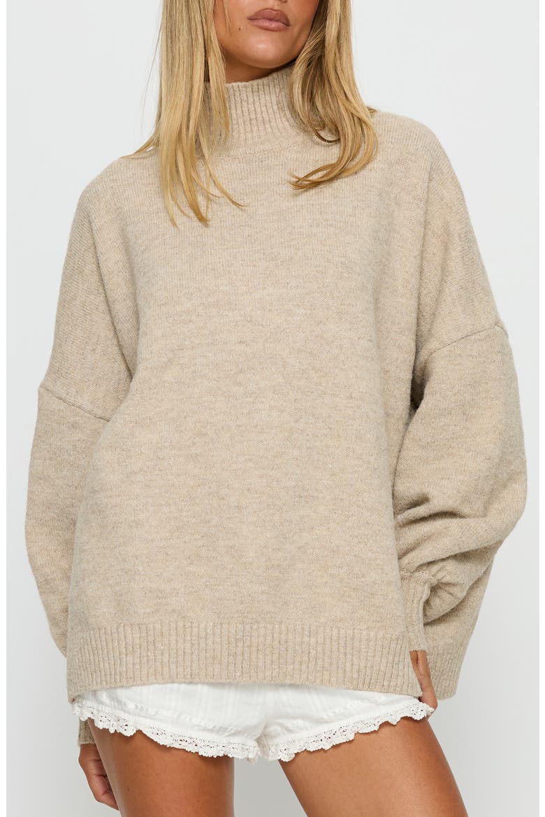 Patrizia Oversize Turtleneck Sweater, Main, color, BEIGE