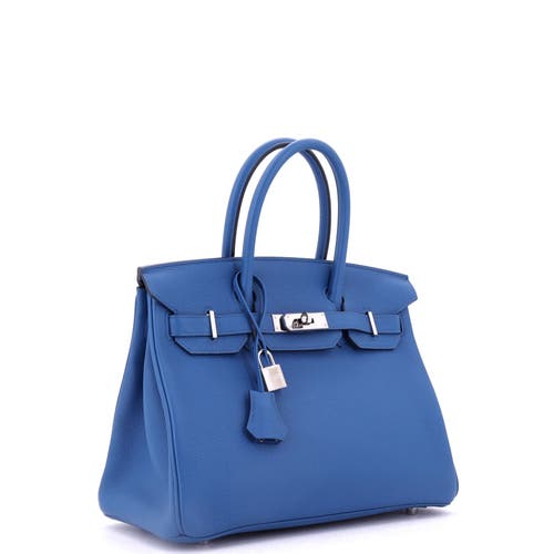 Pre-owned Hermes Hermes Birkin Handbag Blue Togo With Palladium Hardware 30 In Blue