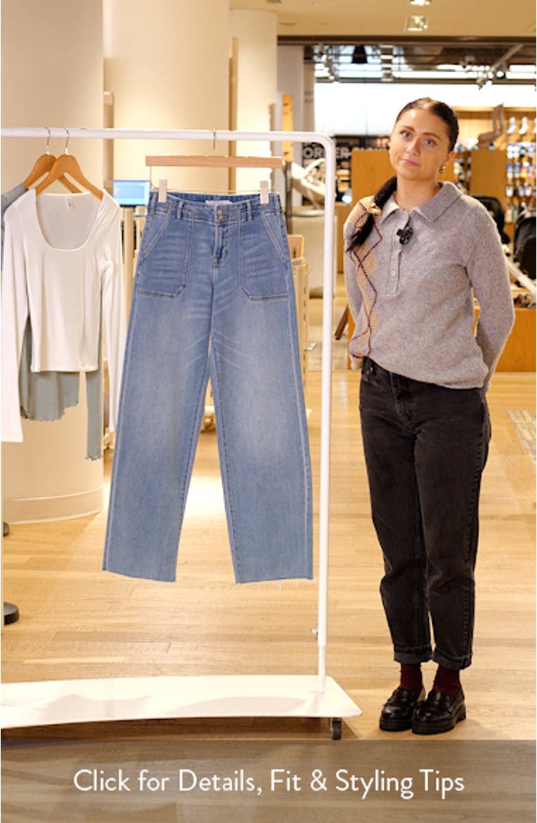 High Waist Raw Hem Wide Leg Dad Jeans, sales video thumbnail