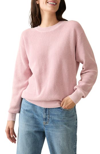 Faherty Sunwash Organic Cotton Crewneck Sweater In Pink