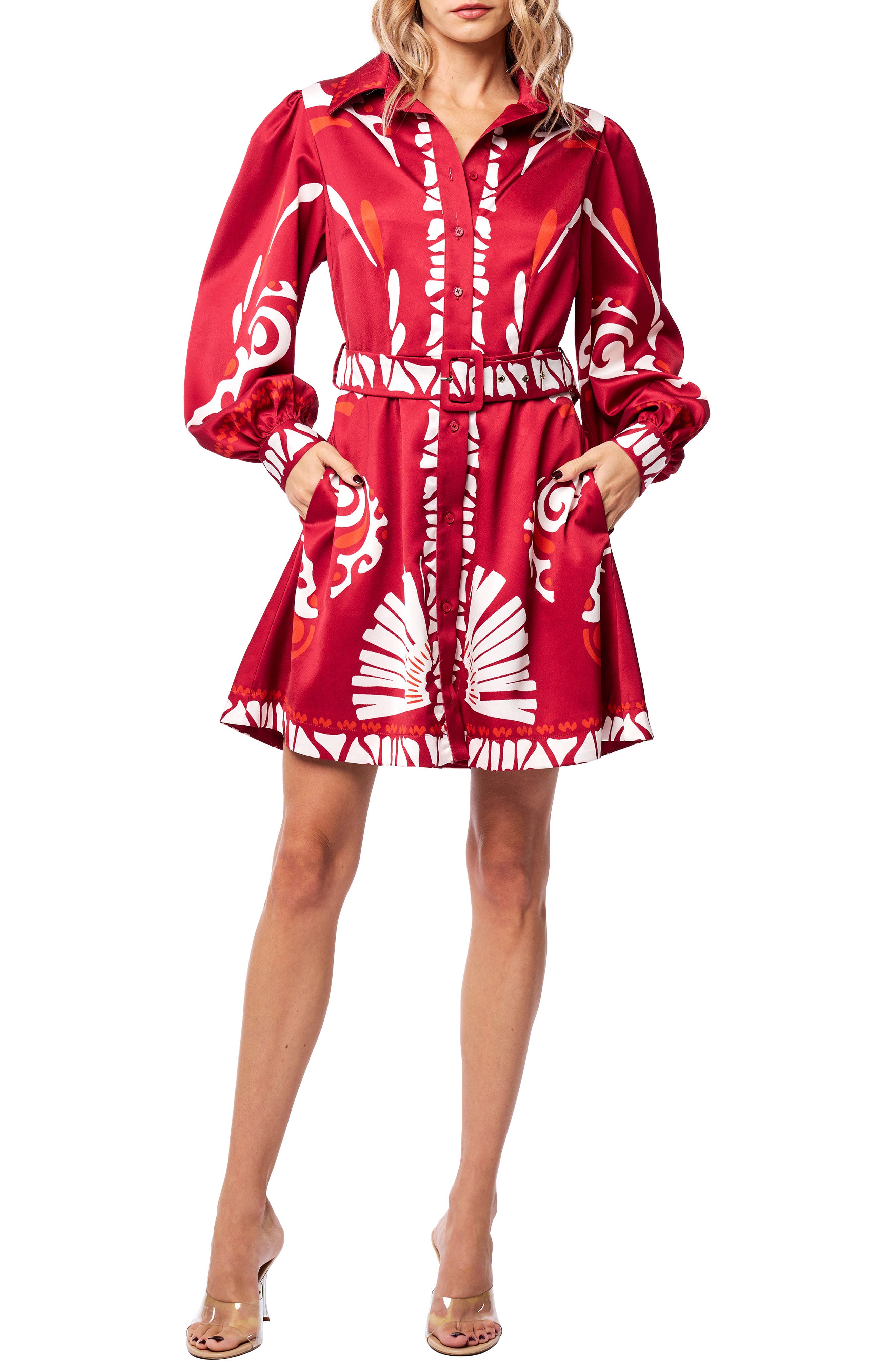 CIEBON Billy Long Sleeve Satin Shirtdress