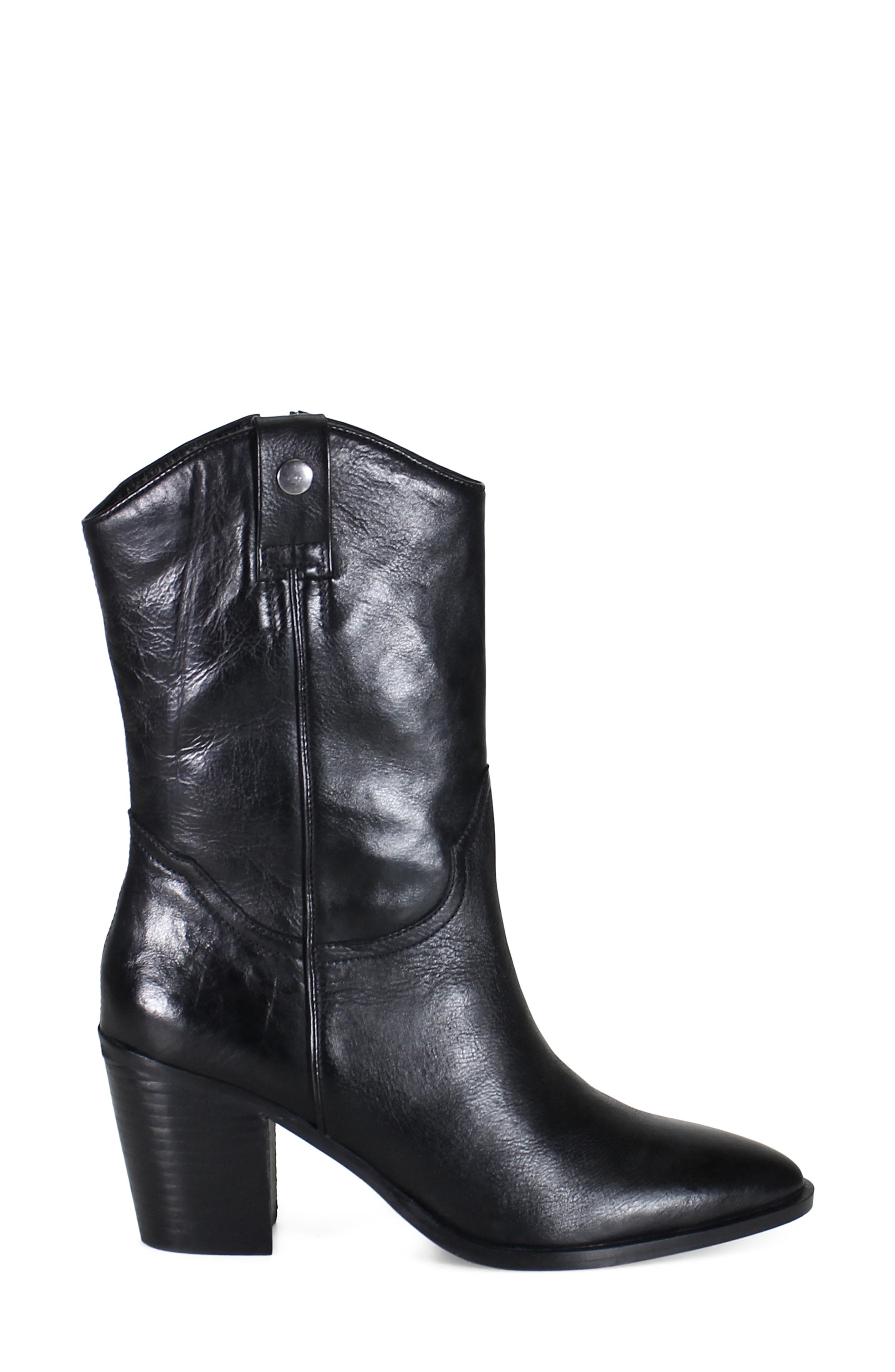 Glam Girl Leather Western Boot, Alternate, color, BLACK