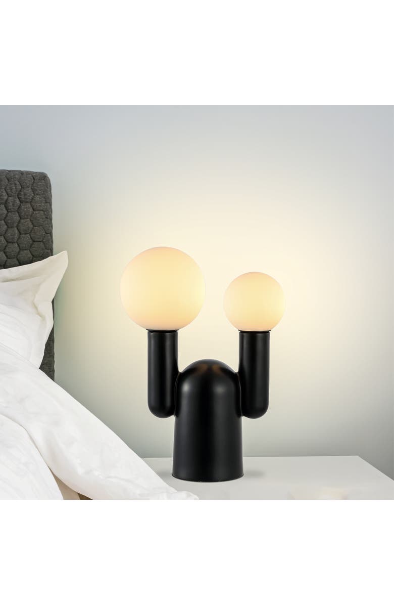 JONATHAN Y Leif 2-Light Modern Mid-Century Resin/Iron/Frosted Glass Nordic Cactus LED Table Lamp, Alternate, color, 