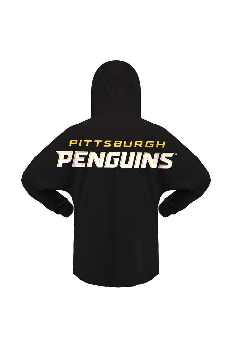 Women's Fanatics Branded Black Pittsburgh Penguins Jersey Lace-Up V-Neck Long Sleeve Hoodie T-Shirt, Alternate, color, Black