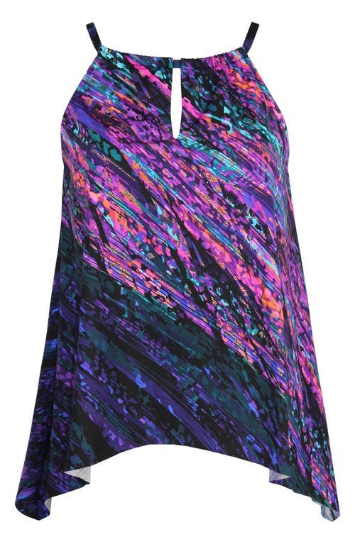 Miraclesuit Mood Ring Peephole Tankini Swim Top In Purple Multi