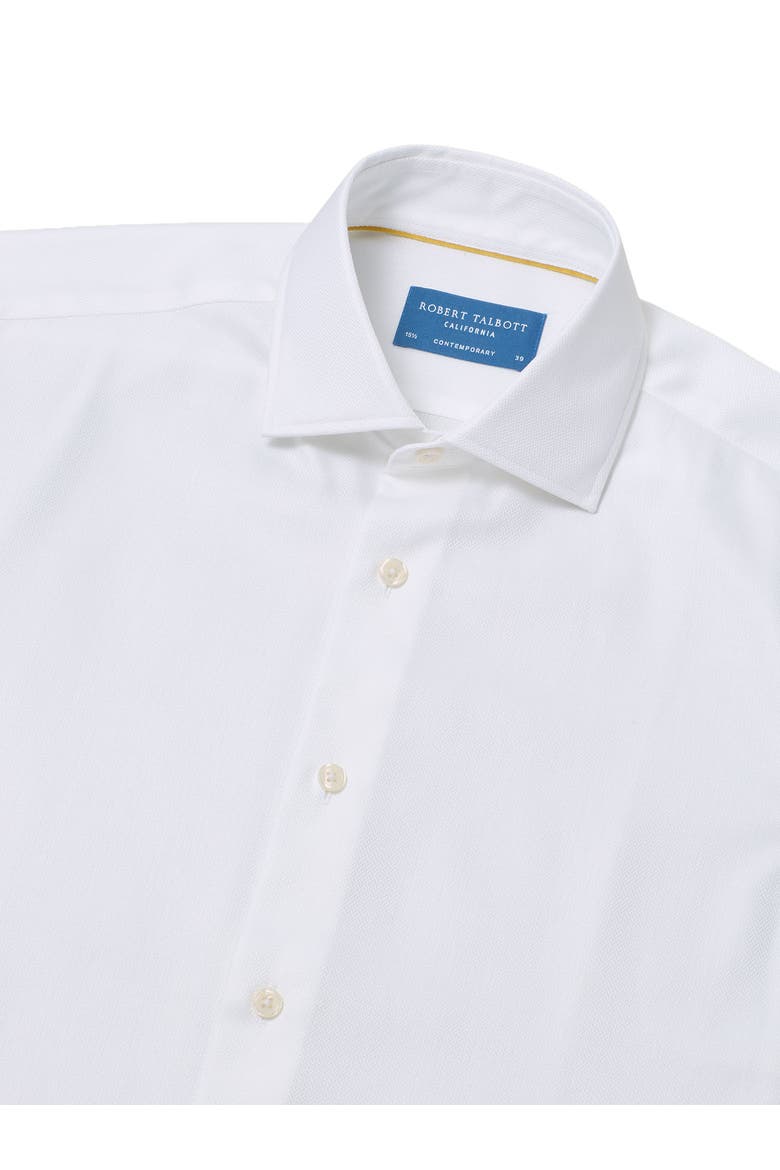 Reynolds French Cuff Herringbone Contemporary Fit Shirt, Alternate, color, White