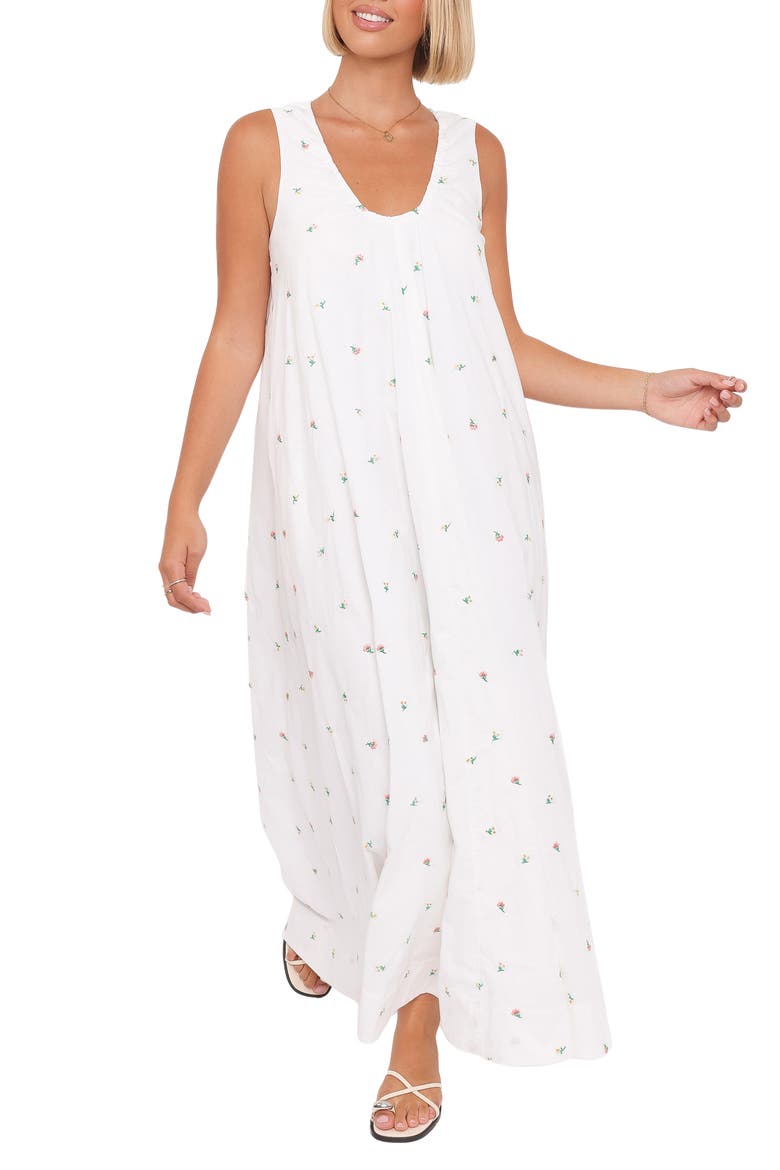 Laurita Cotton Maxi Dress, Main, color, WHITE FLORAL