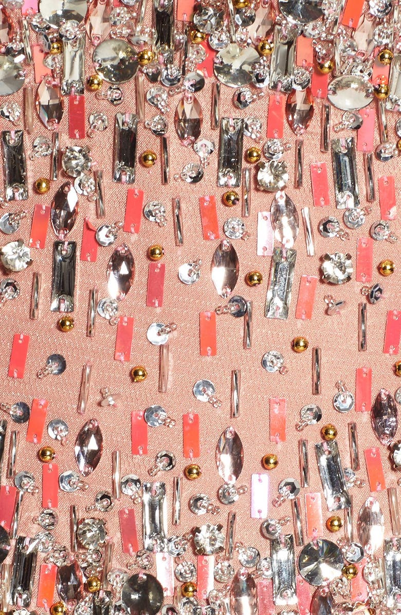 Glamour by Terani Couture Embellished Mesh Fit & Flare Gown, Alternate, color,