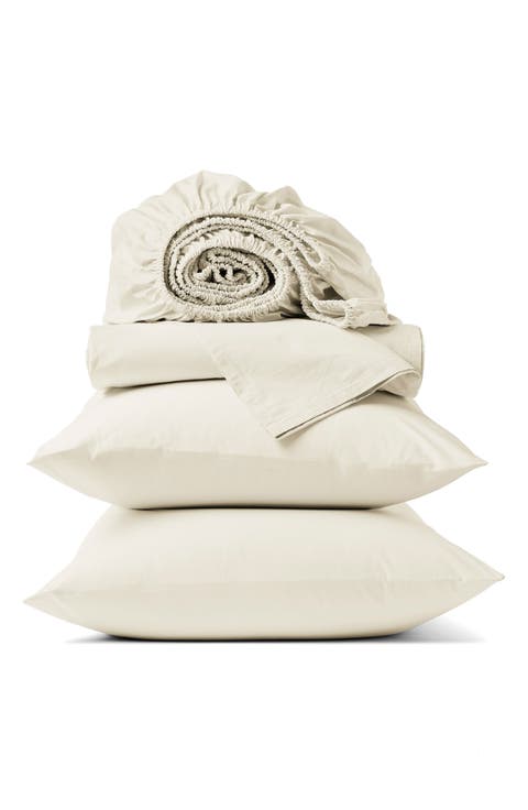 Refined 300 Thread Count Organic Cotton Percale Sheet Set