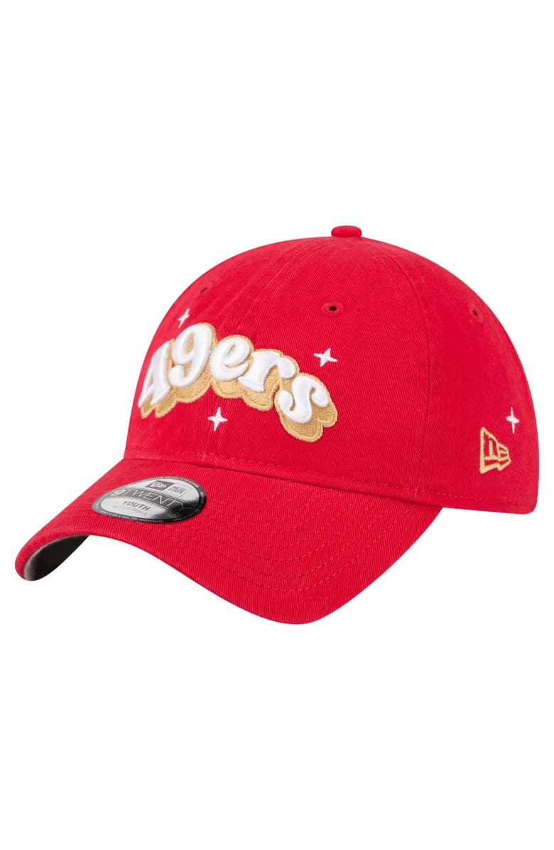 New Era Girls Youth New Era  Scarlet San Francisco 49ers Cheer 9TWENTY Adjustable Hat, Alternate, color, Scarlet