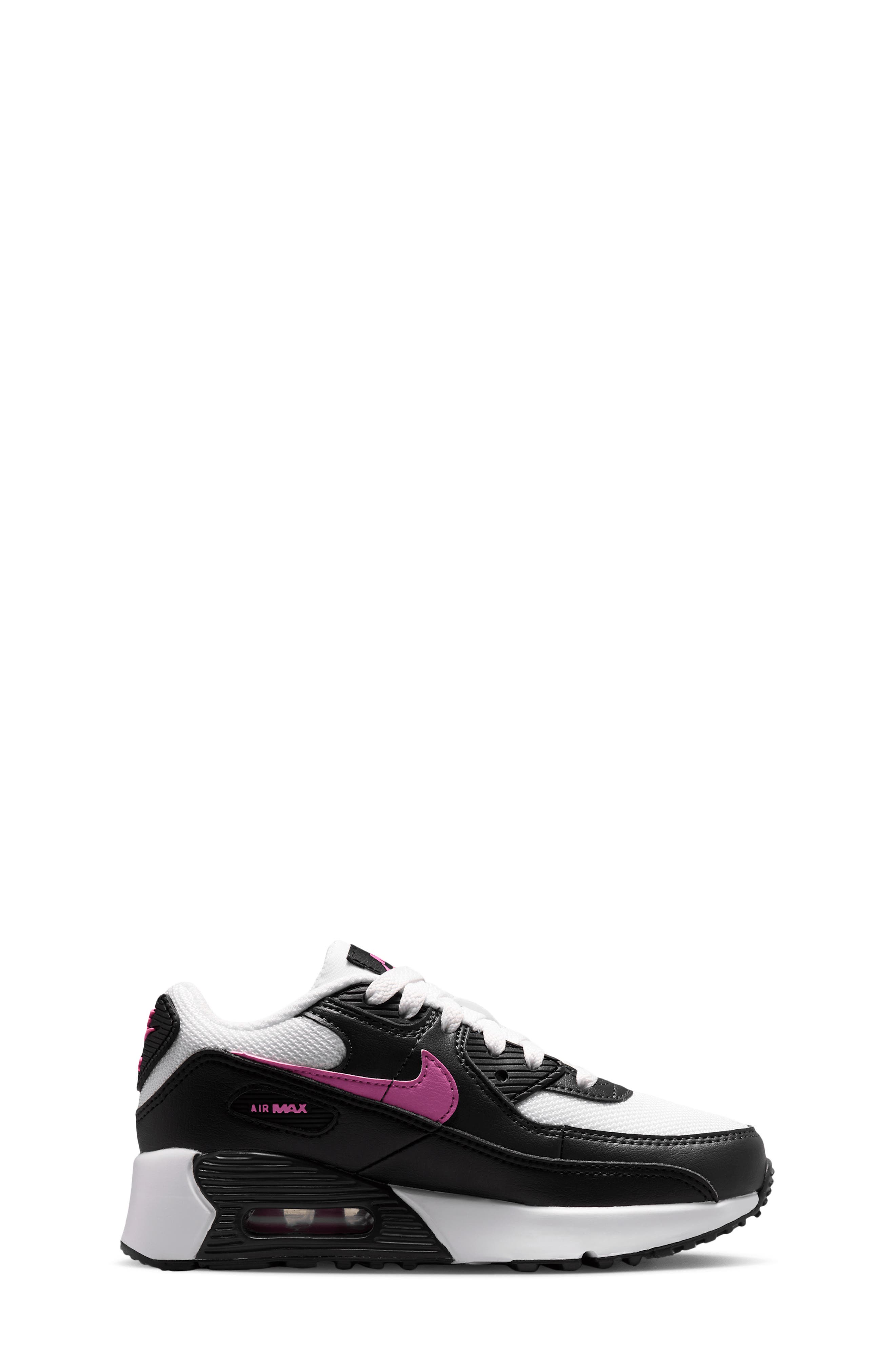 Kids' Air Max 90 Mesh Sneaker, Alternate, color, WHITE/BLACK/ANTHRACITE/PINK