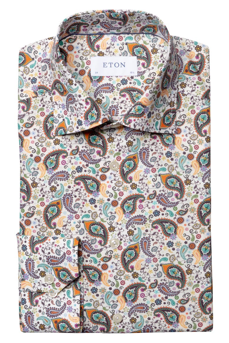 Slim Fit Paisley Dress Shirt, Alternate, color, GREEN
