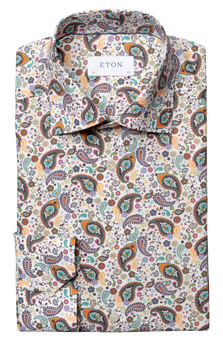 Eton Slim Fit Paisley Dress Shirt, Alternate, color,