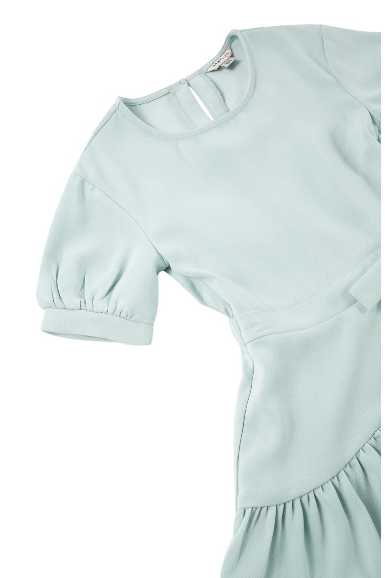 Kids' Faux Wrap Ruffle Dress, Alternate, color, AQUA