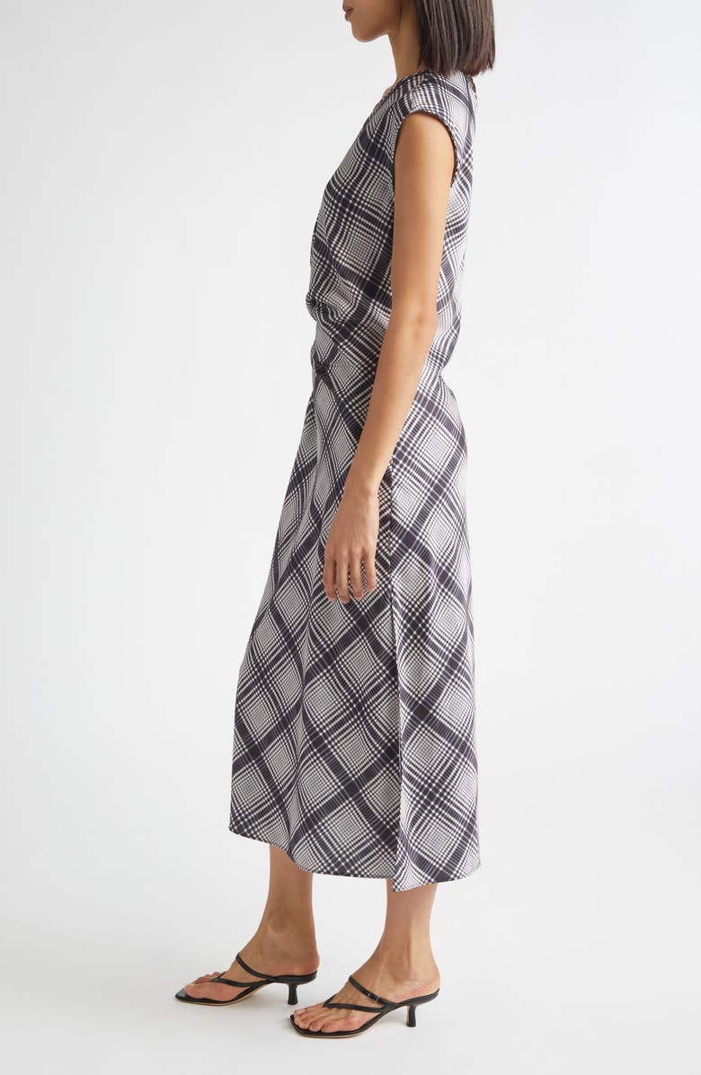 Derek Lam 10 Crosby Adelita Lattice Print Midi Dress, Alternate, color, Black/ Shark/ Ecru