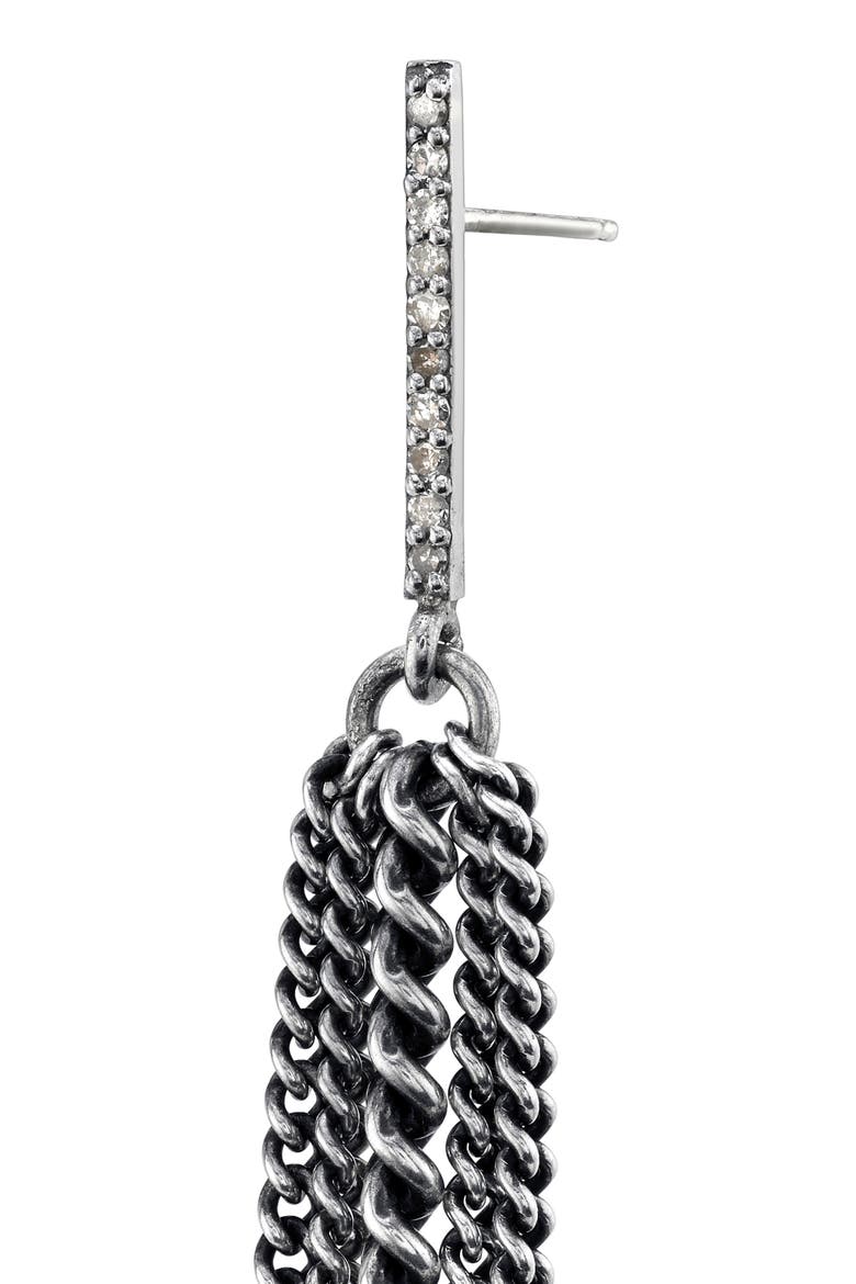 Bar Fringe Earrings with Pavé Diamonds, Alternate, color, STERLING SILVER