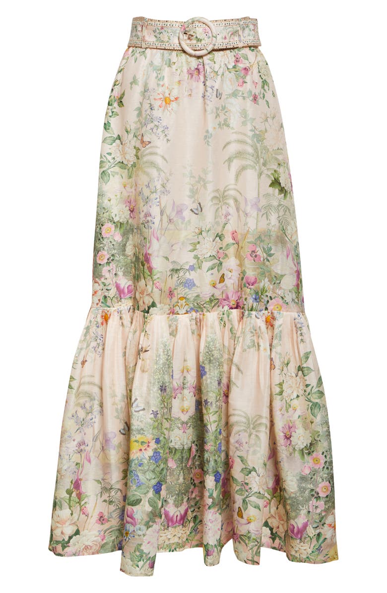 Camilla Tiered Linen & Silk Maxi Skirt, Alternate, color, Palacio Playground