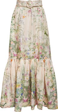 Camilla Tiered Linen & Silk Maxi Skirt