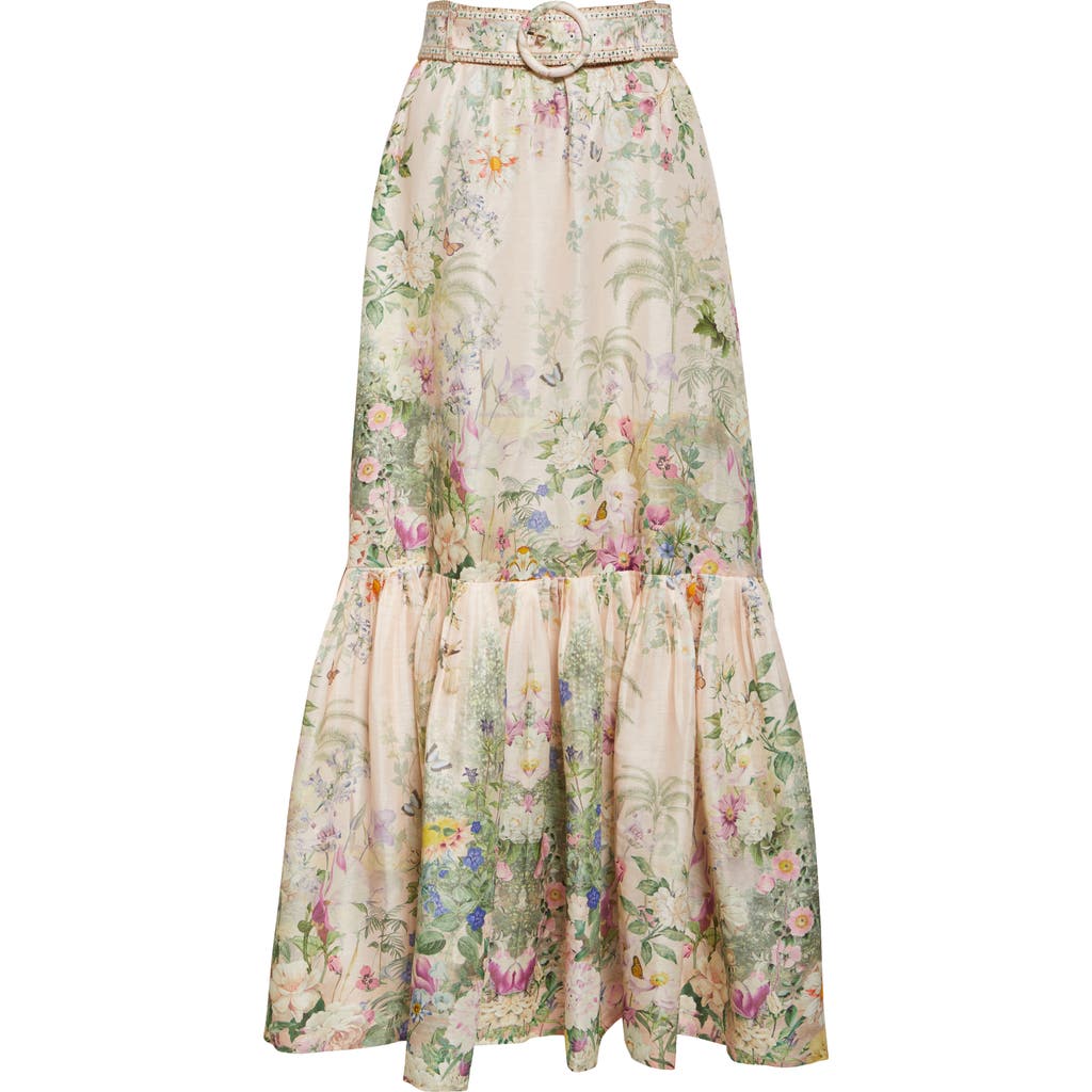 Camilla Linen-silk Belted Maxi Skirt In Palacio Playground