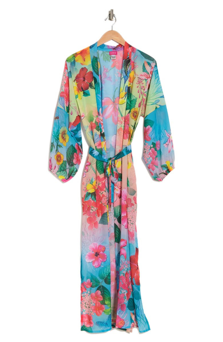 RANEES Floral Long Robe, Alternate, color, Ombre