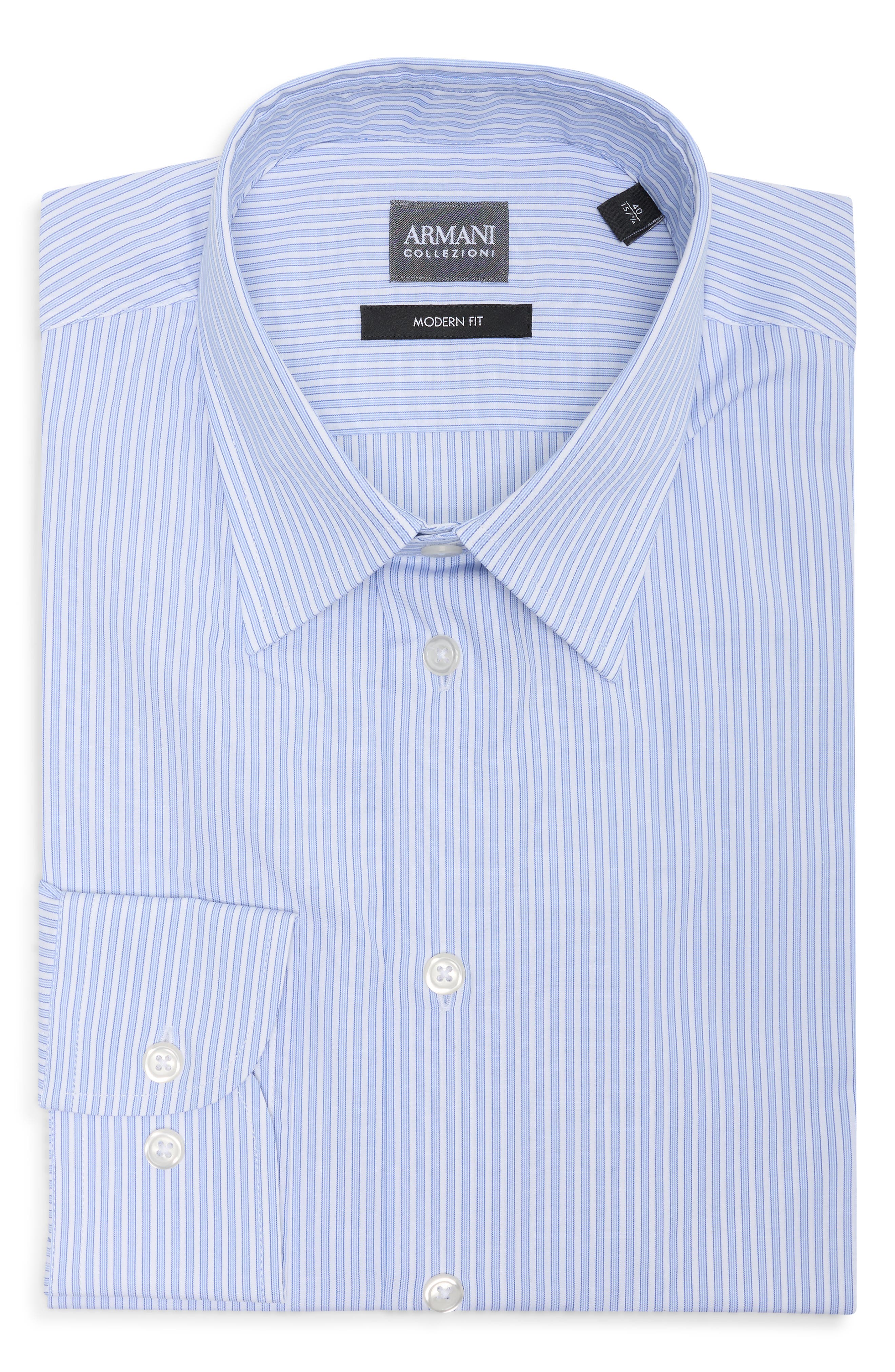 Modern Fit Stripe Cotton Dress Shirt