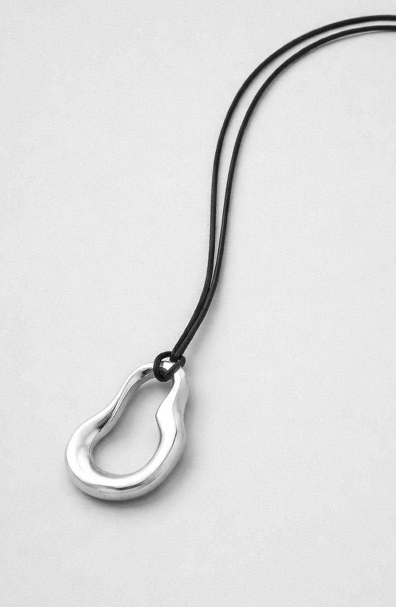 YOJ Nova Wave Necklace in Silver & Black Cord, Alternate, color, Silver